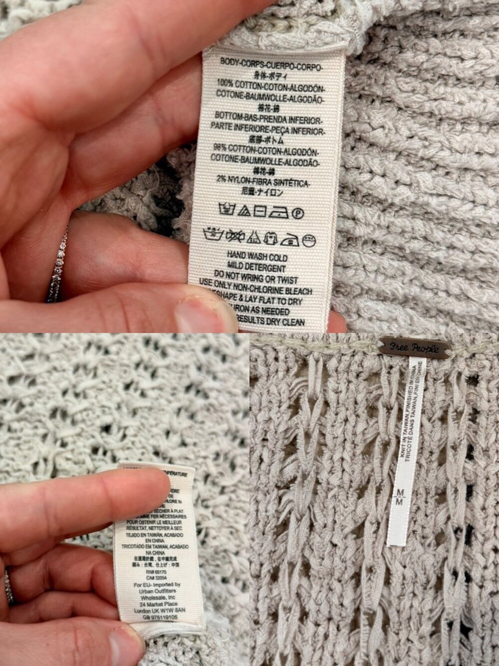 Free People Best of You V-Neck Sweater Size Medium Neutral Color Retail $128 - Picture 3 of 11